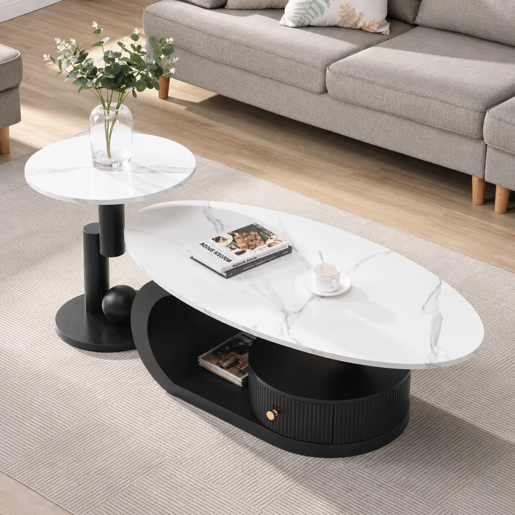 Aurora Oval Nesting Coffee Table Set