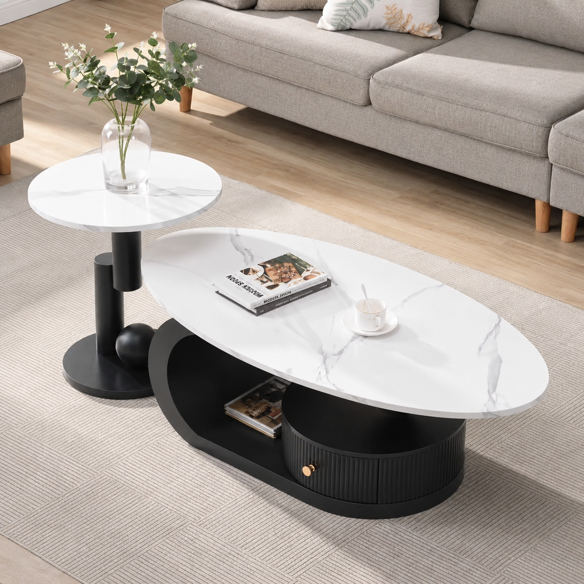 Aurora Oval Nesting Coffee Table Set