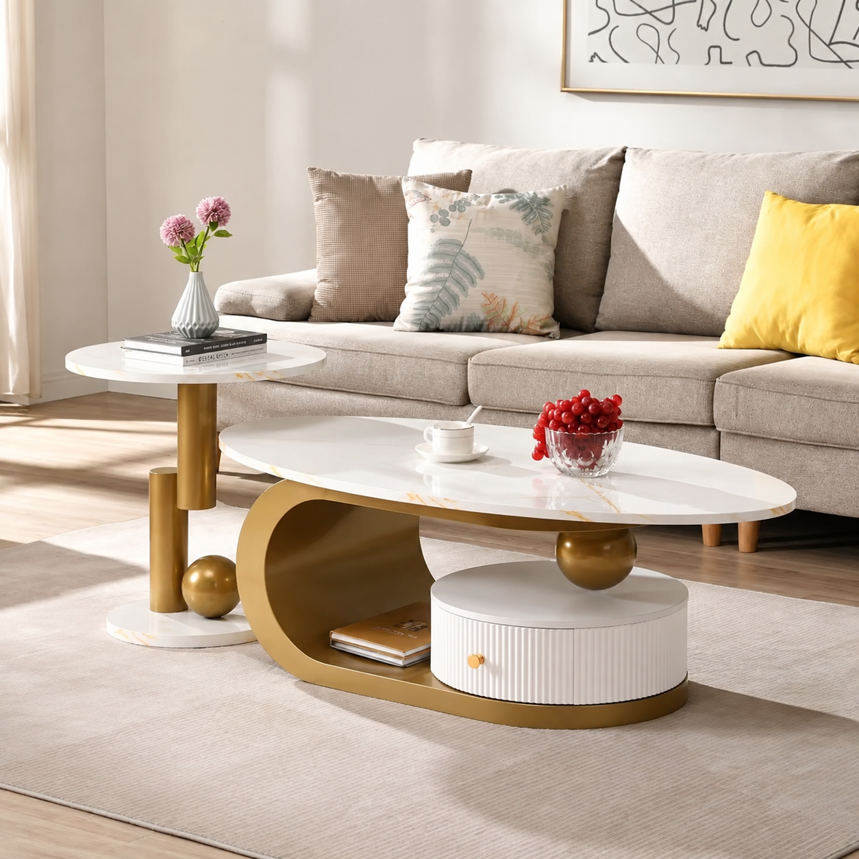 Aurora Oval Nesting Coffee Table Set