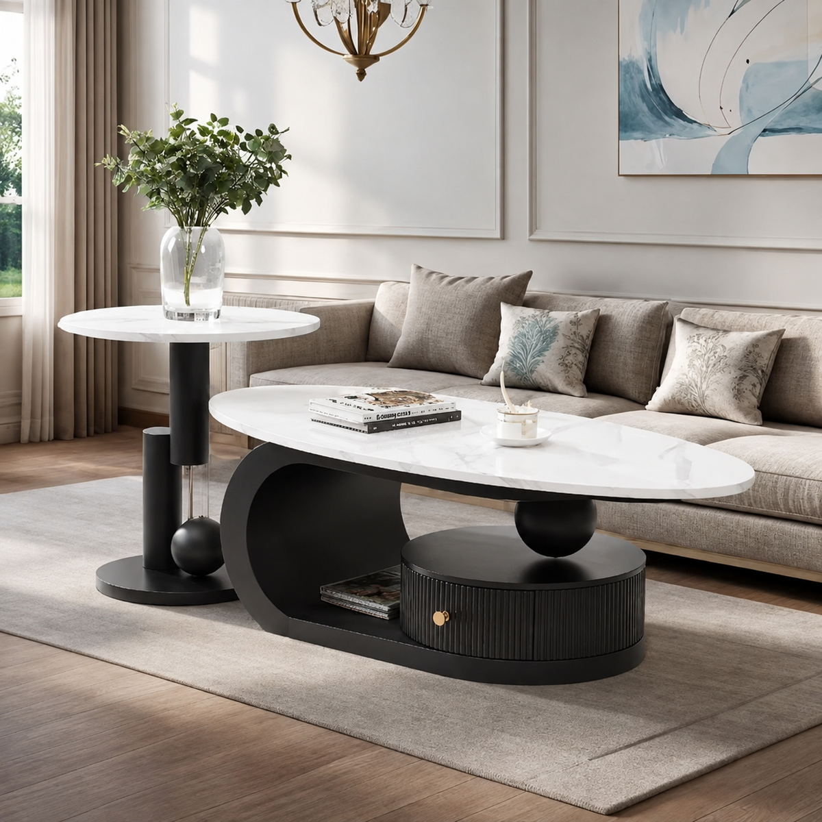Aurora Oval Nesting Coffee Table Set