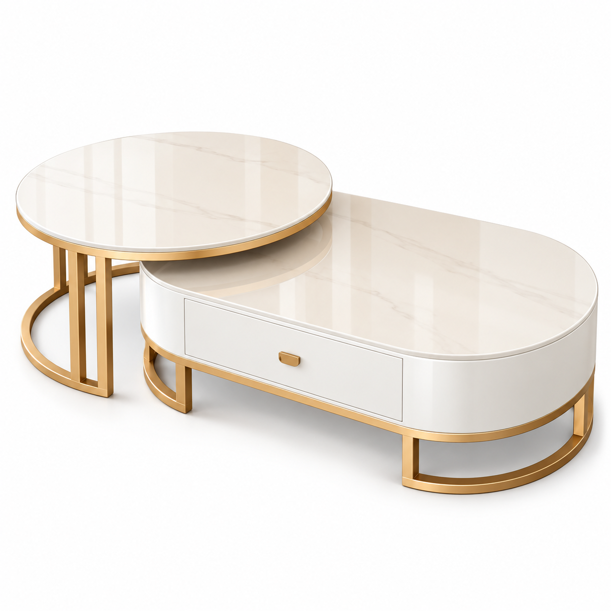 Éclipse Oval Glass Coffee Table Set