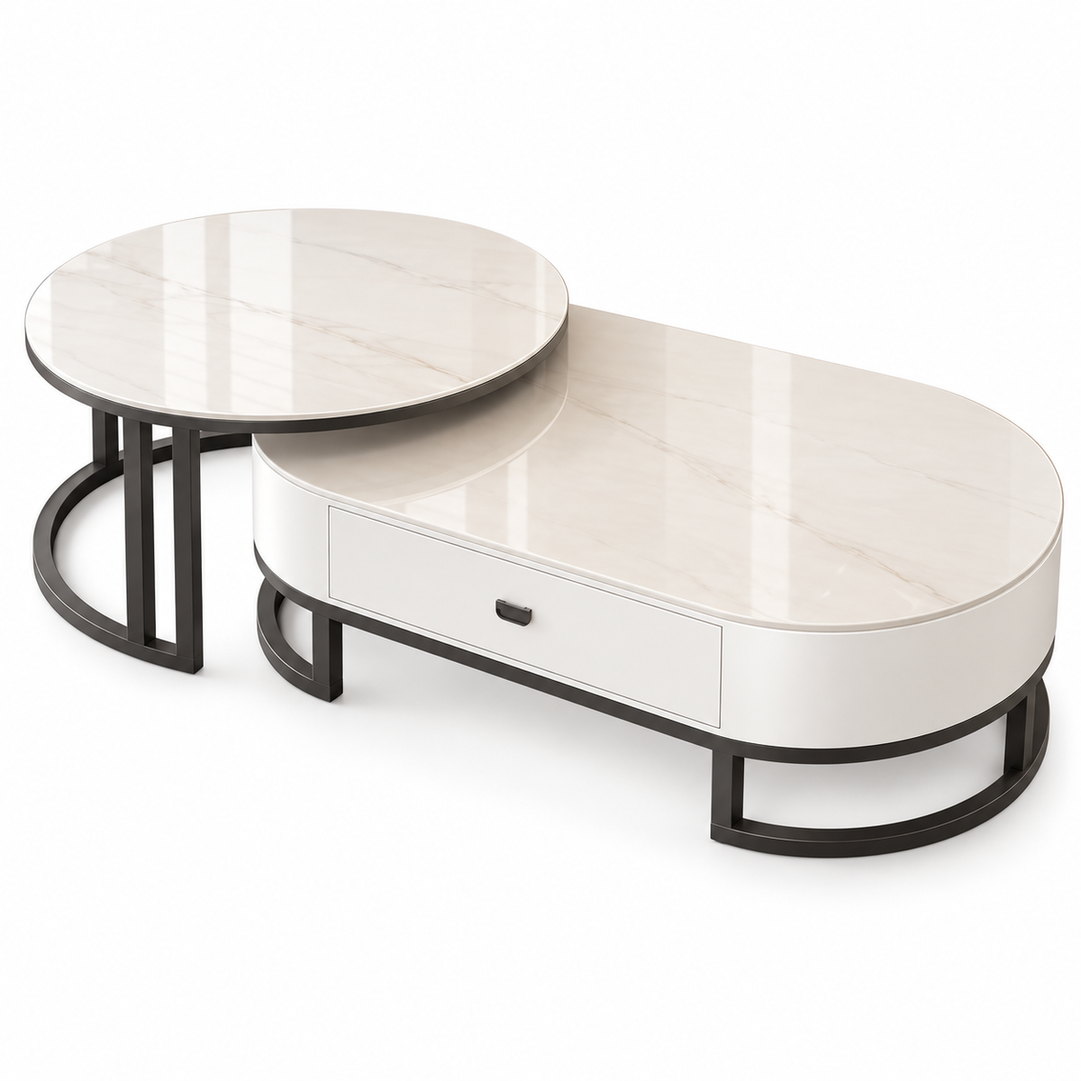 Éclipse Oval Glass Coffee Table Set