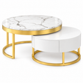 Lumière White & Gold Nesting Coffee Table Set