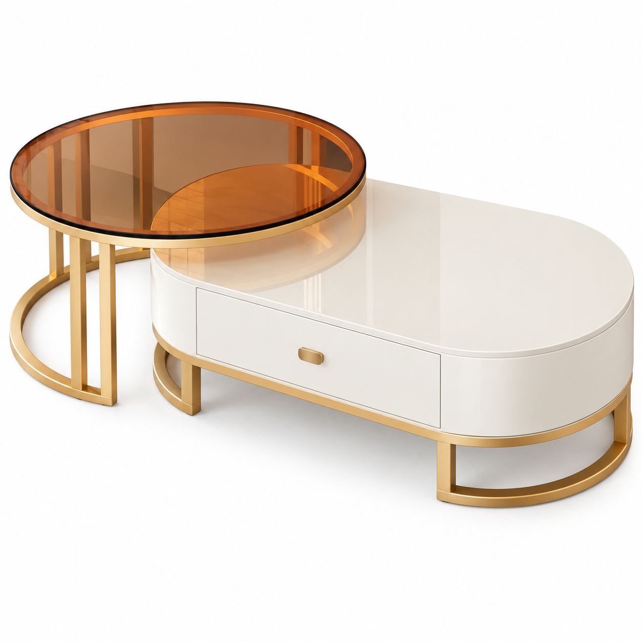Éclipse Oval Glass Coffee Table Set