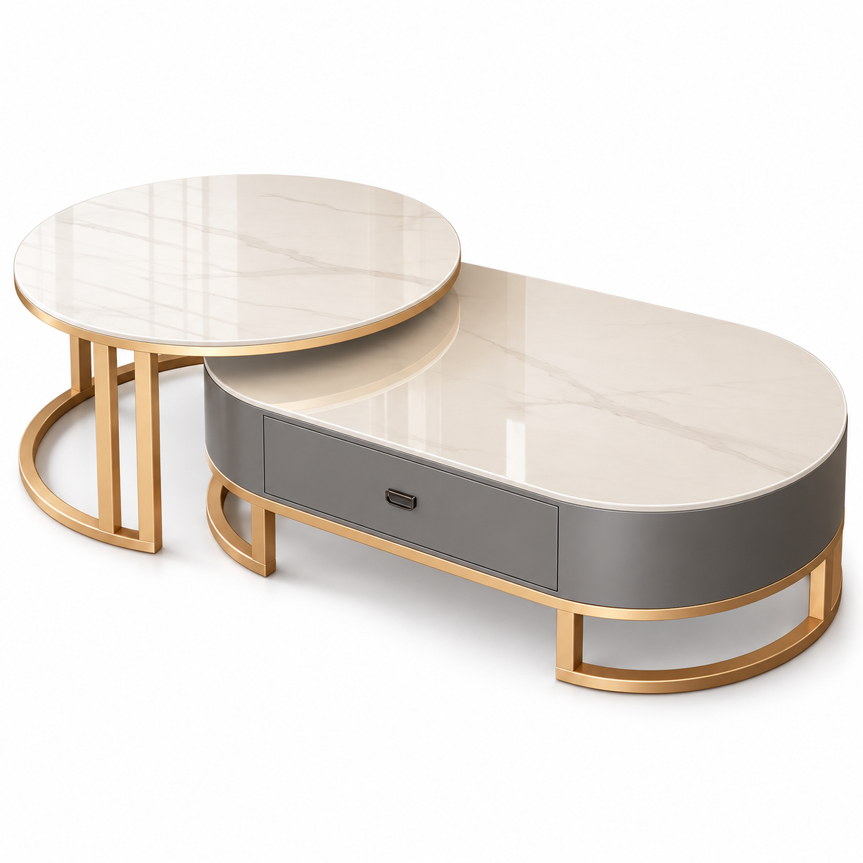 Éclipse Oval Glass Coffee Table Set