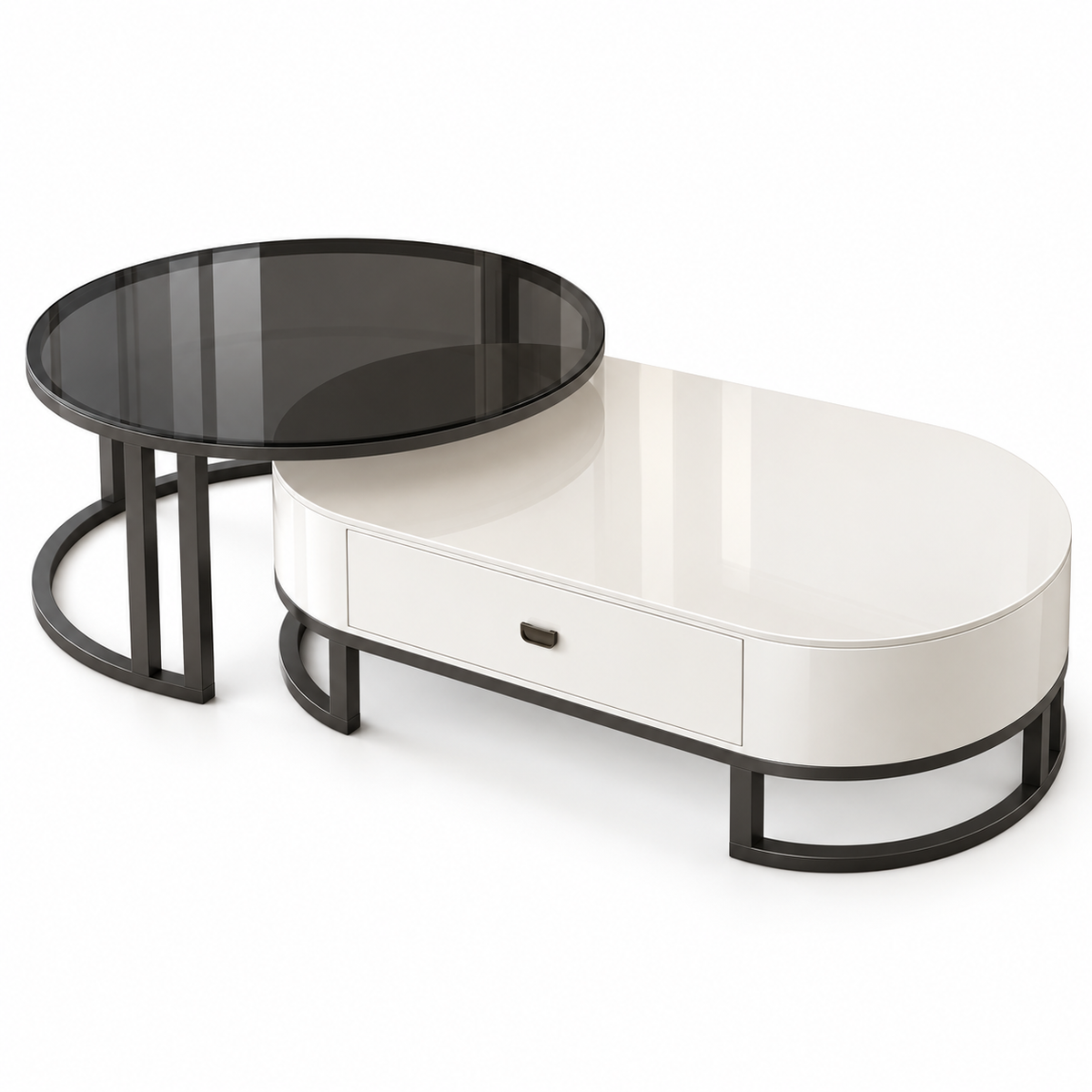 Éclipse Oval Glass Coffee Table Set