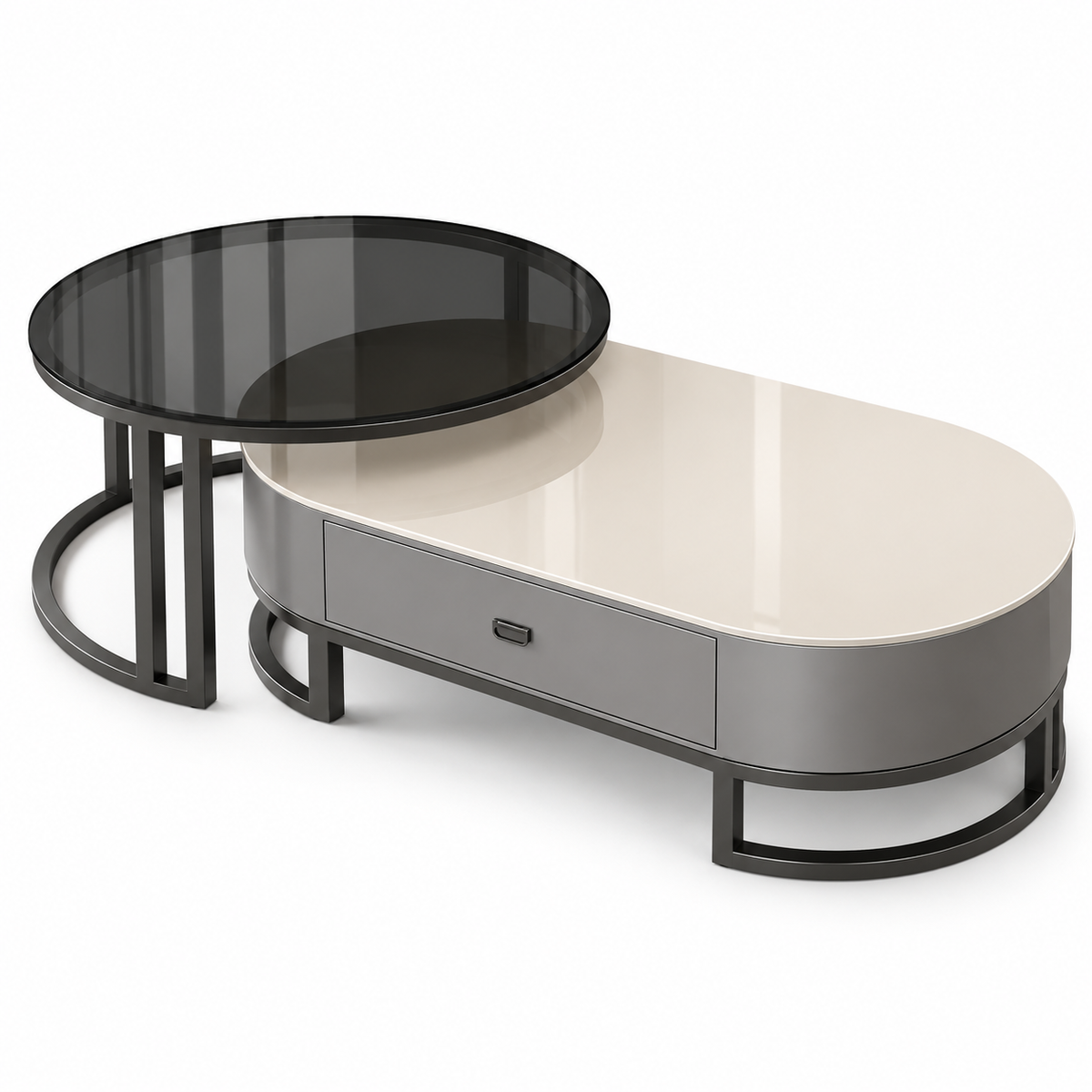 Éclipse Oval Glass Coffee Table Set